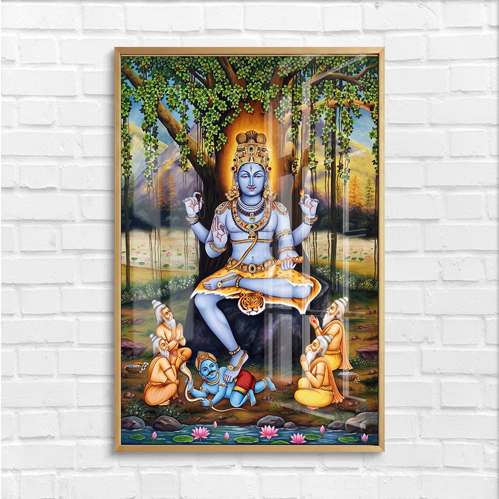 Meditating Lord Dakshinamurthy Spiritual Wall Painting - Image 4