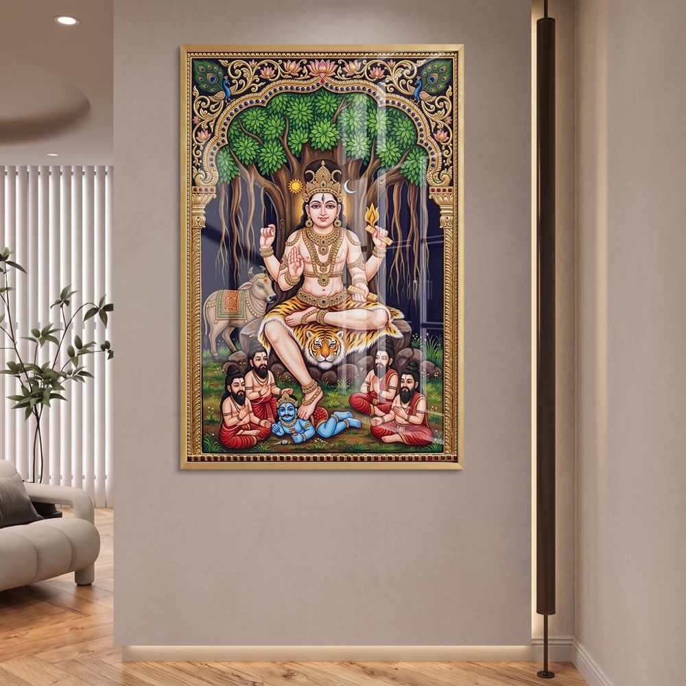 Traditional Lord Dakshinamurthy Tanjore Style Painting