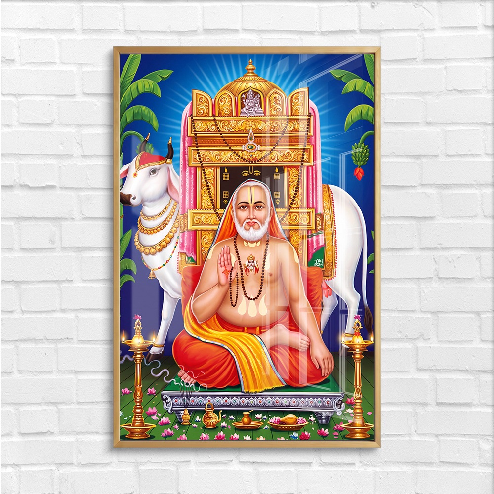 Sri Raghavendra Swamy Sacred Cow Glass Art - Image 4