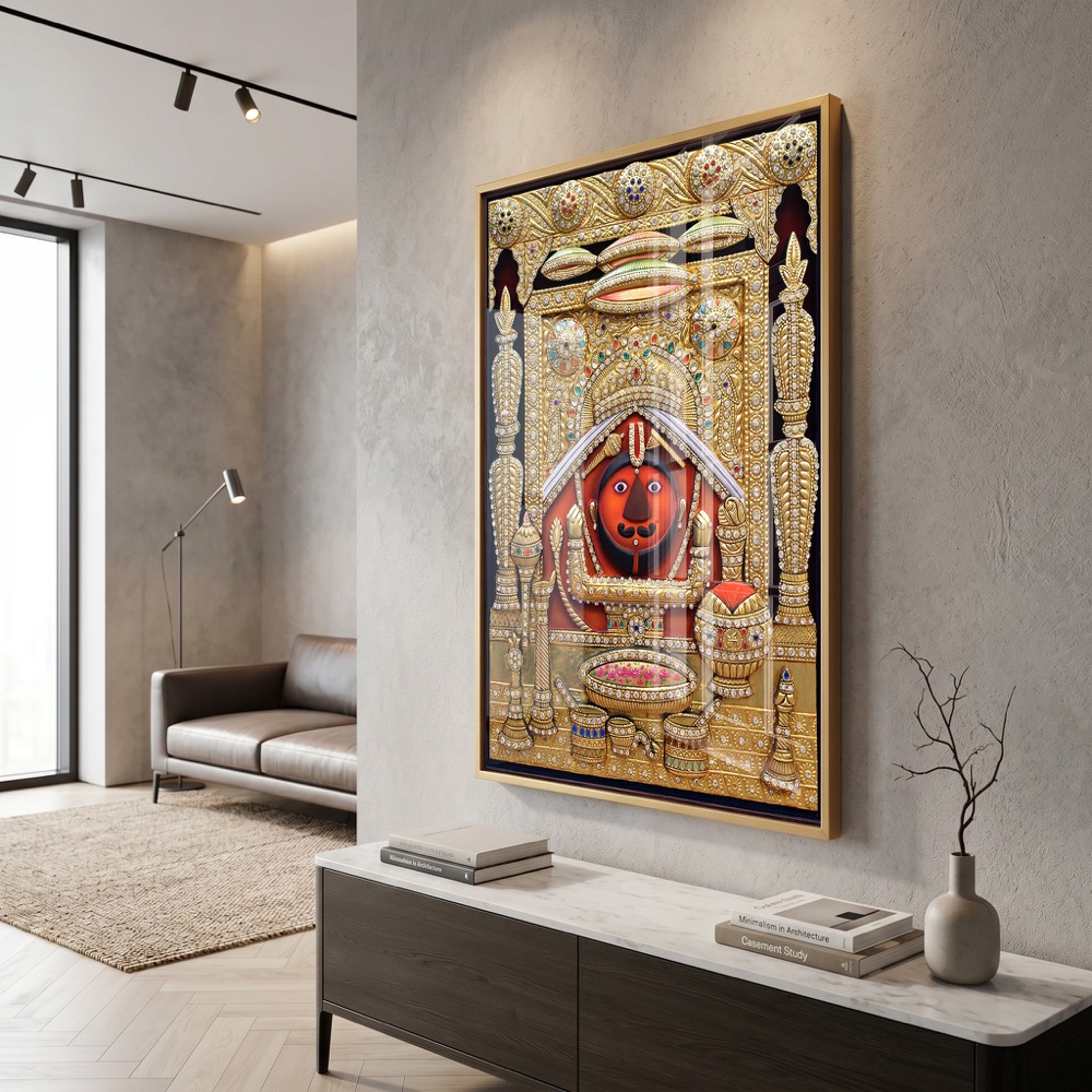 Salasar Balaji Tanjore Style Glass Painting - Image 3