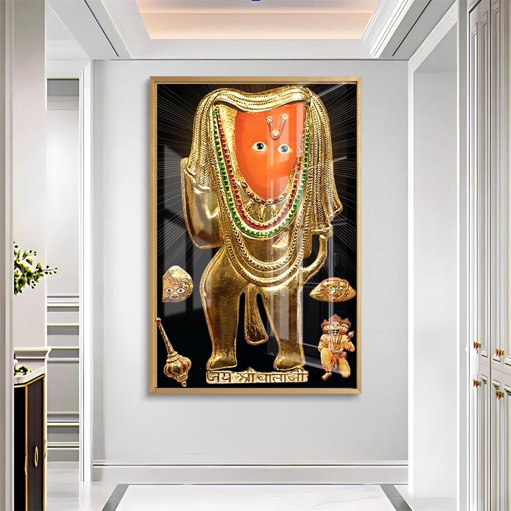 Shri Mehendipur Balaji Golden Idol Wall Painting