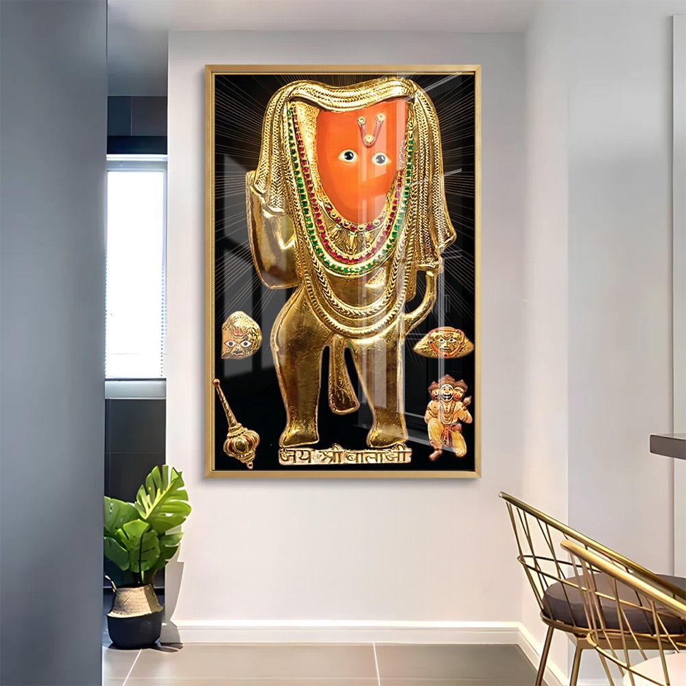 Shri Mehendipur Balaji Golden Idol Wall Painting - Image 2