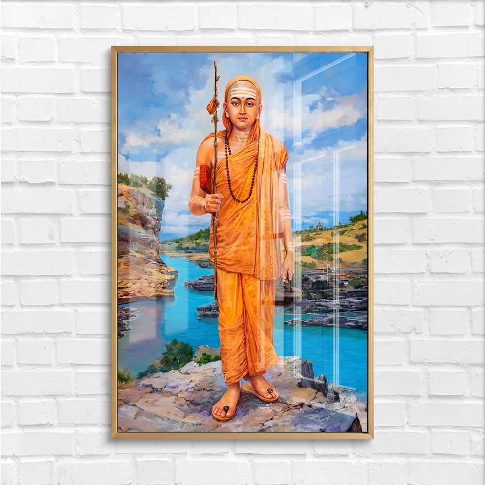Standing Adi Shankaracharya Riverbank Wall Painting - Image 4