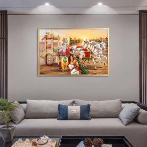 Lord Krishna Arjuna Golden Chariot Painting