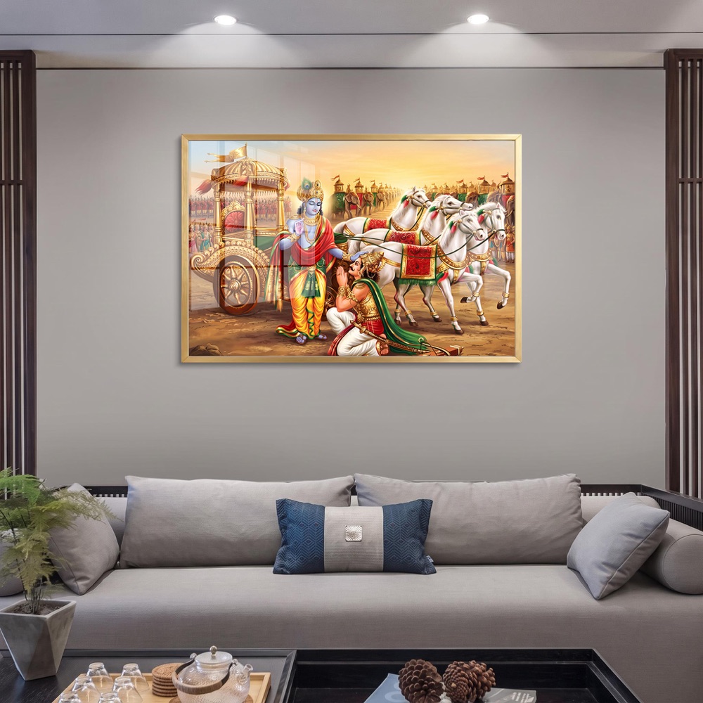 Lord Krishna Arjuna Golden Chariot Painting