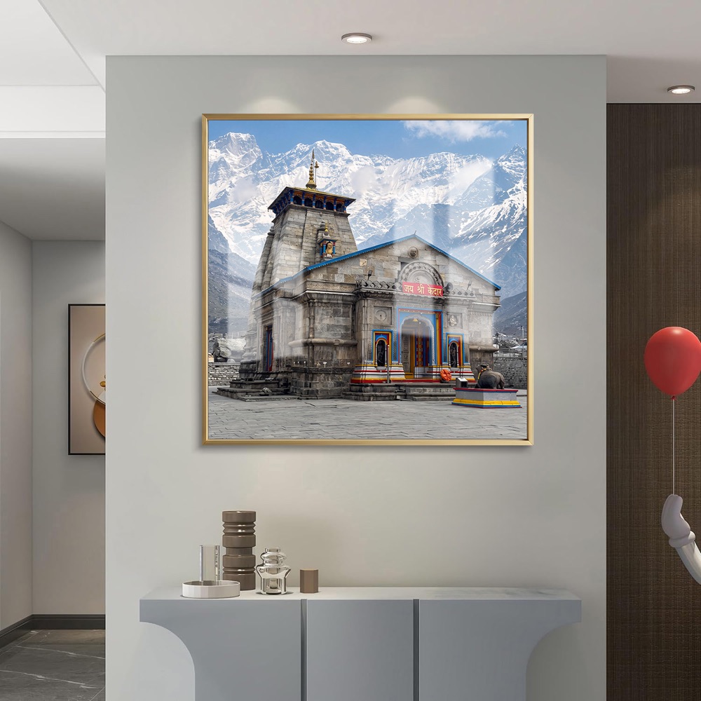 Kedarnath Temple In Snow Glass Art - Image 2