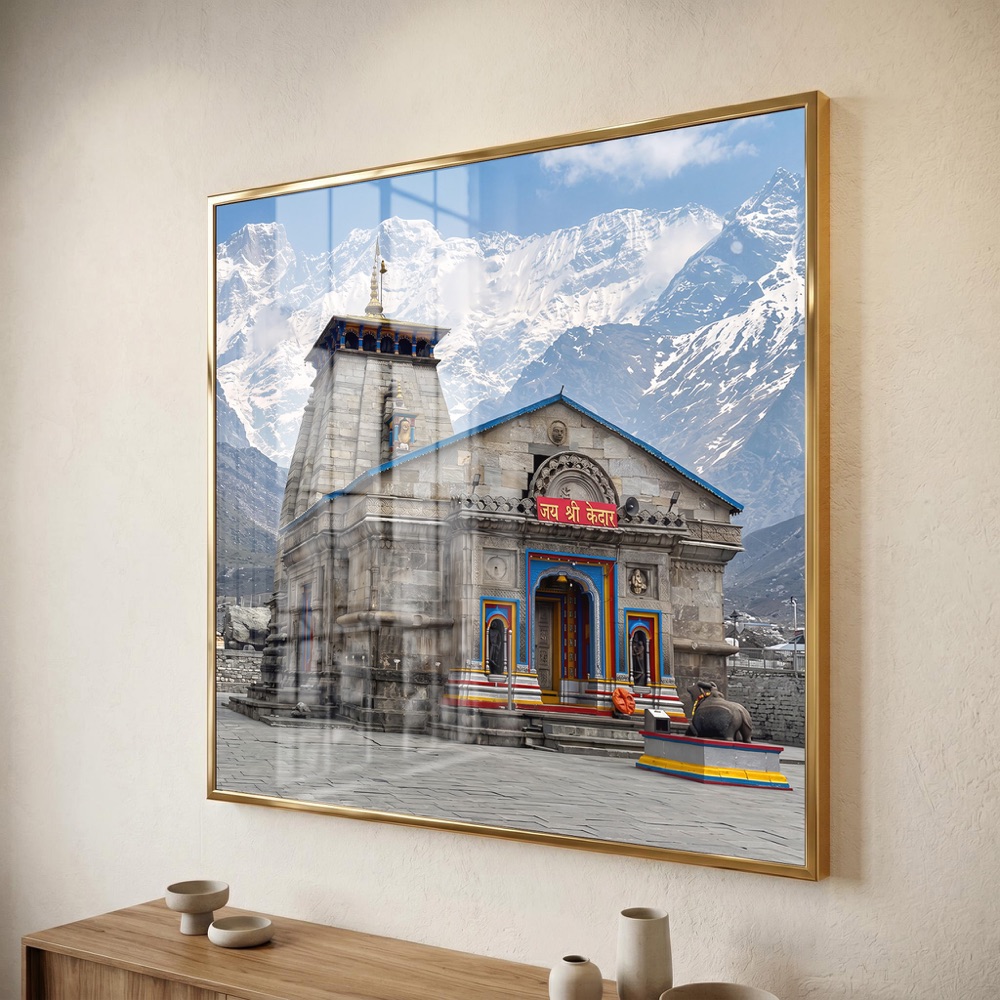 Kedarnath Temple In Snow Glass Art - Image 3