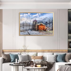 Illuminated Kedarnath Temple Winter Landscape Painting