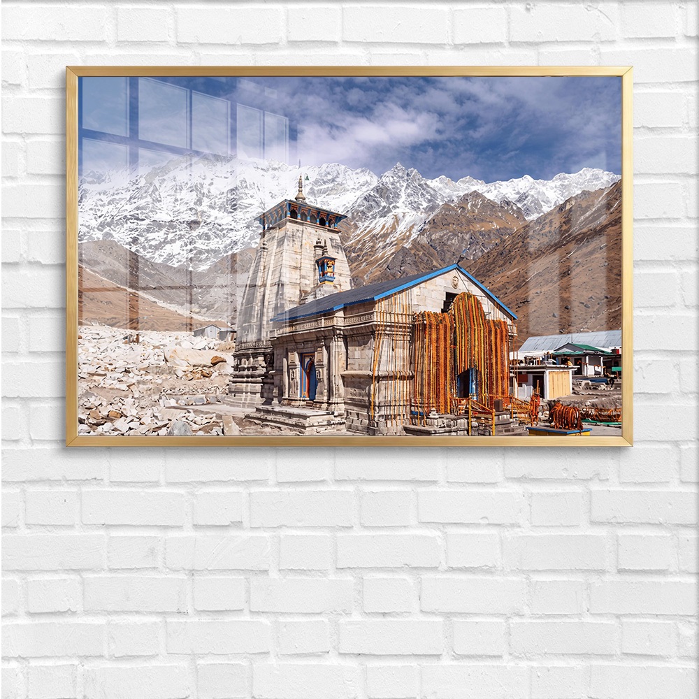 Kedarnath Temple Marigold Garland Wall Art - Image 4