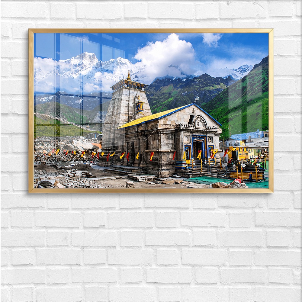 Vibrant Kedarnath Temple Himalayan Wall Painting - Image 4