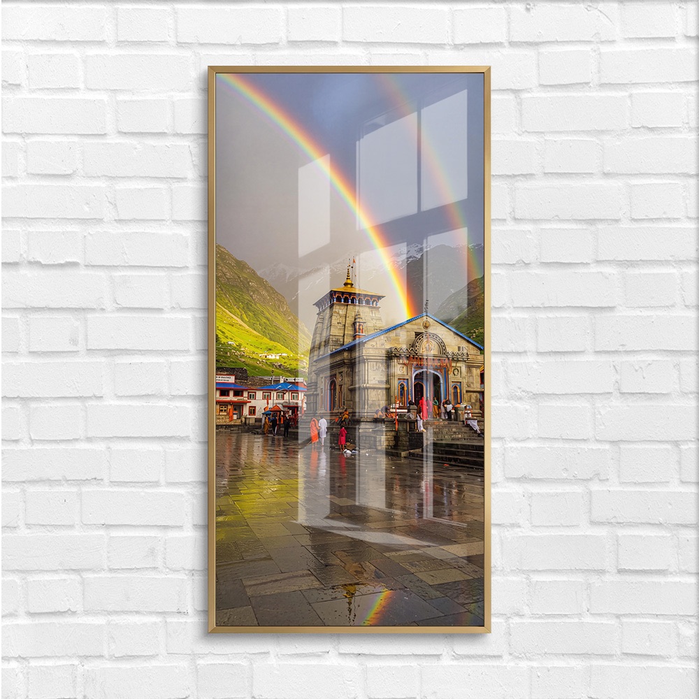 Kedarnath Temple Double Rainbow Glass Art - Image 4