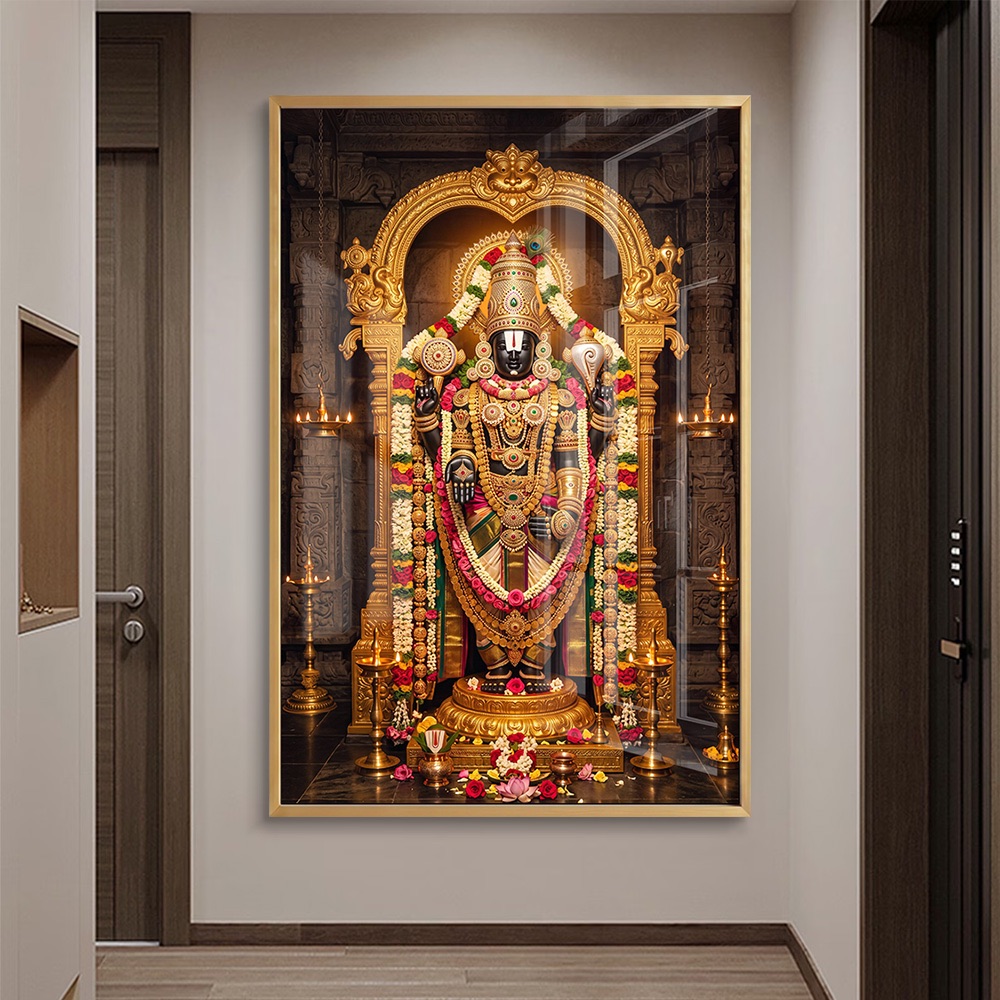 Dark Carved Stone Temple Tirumala Balaji Art - Image 2