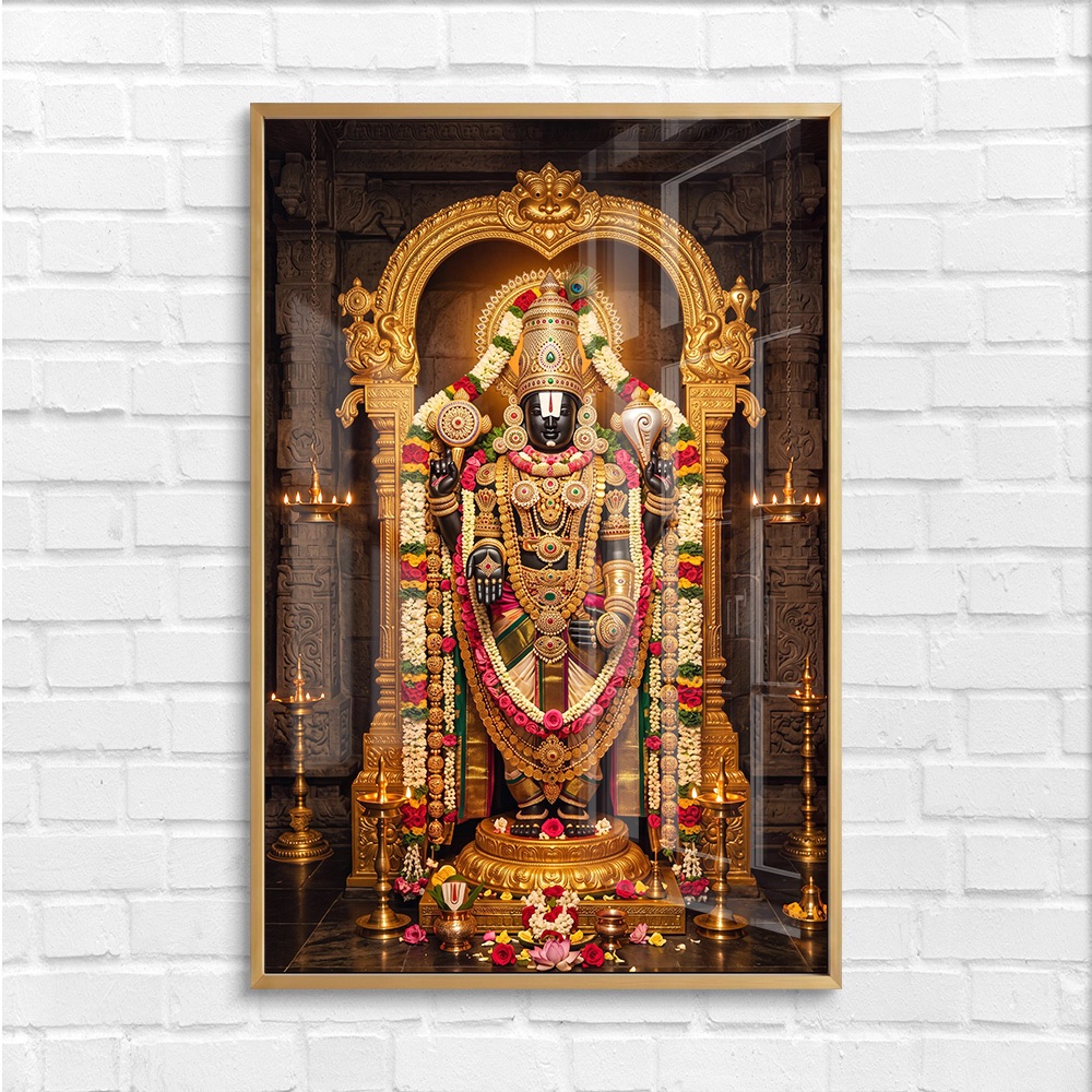 Dark Carved Stone Temple Tirumala Balaji Art - Image 4