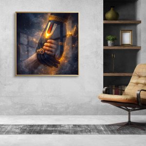Mystical Lord Venkateswara Holding Hand Glass Painting