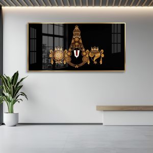 Minimalist Golden Balaji Symbols Black Wall Art