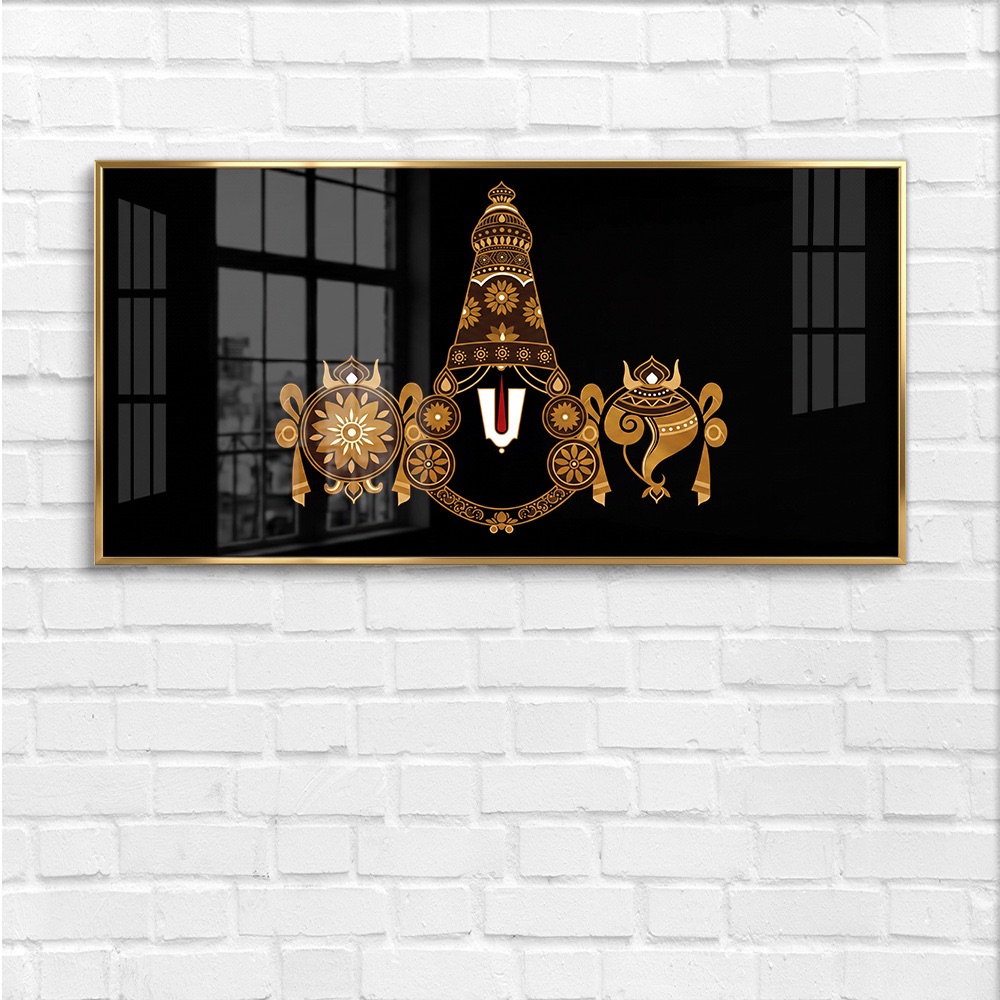 Minimalist Golden Balaji Symbols Black Wall Art - Image 4