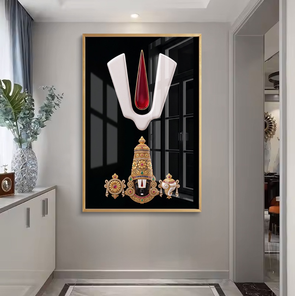 Modern Venkateswara Tilak Black Wall Frame