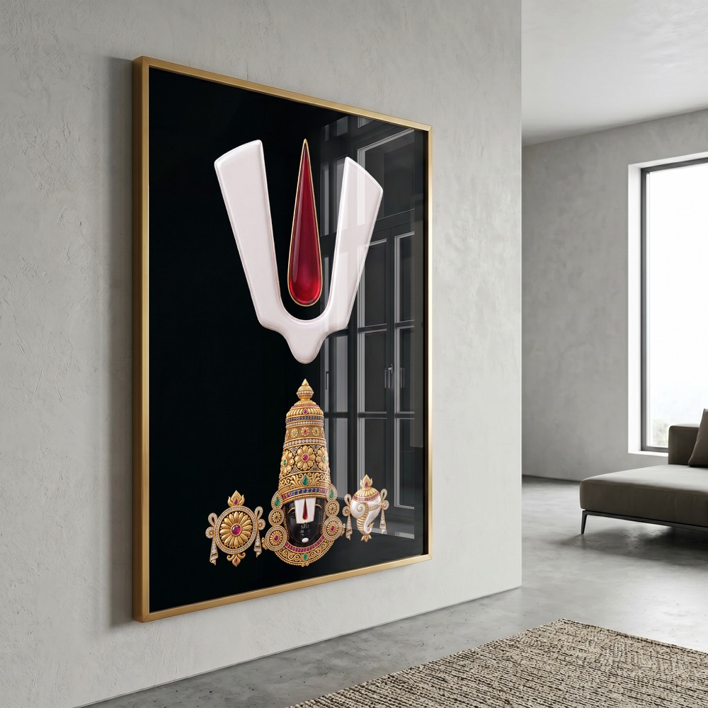 Modern Venkateswara Tilak Black Wall Frame - Image 3