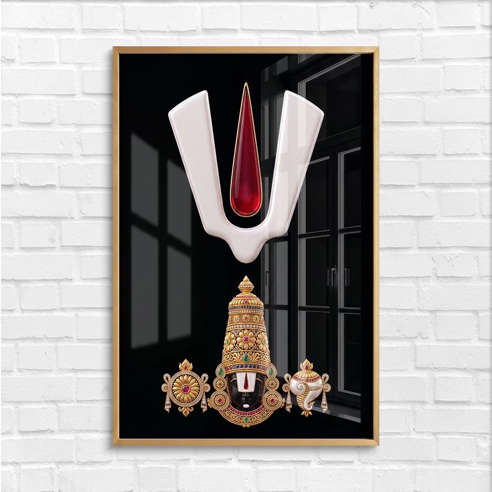Modern Venkateswara Tilak Black Wall Frame - Image 4