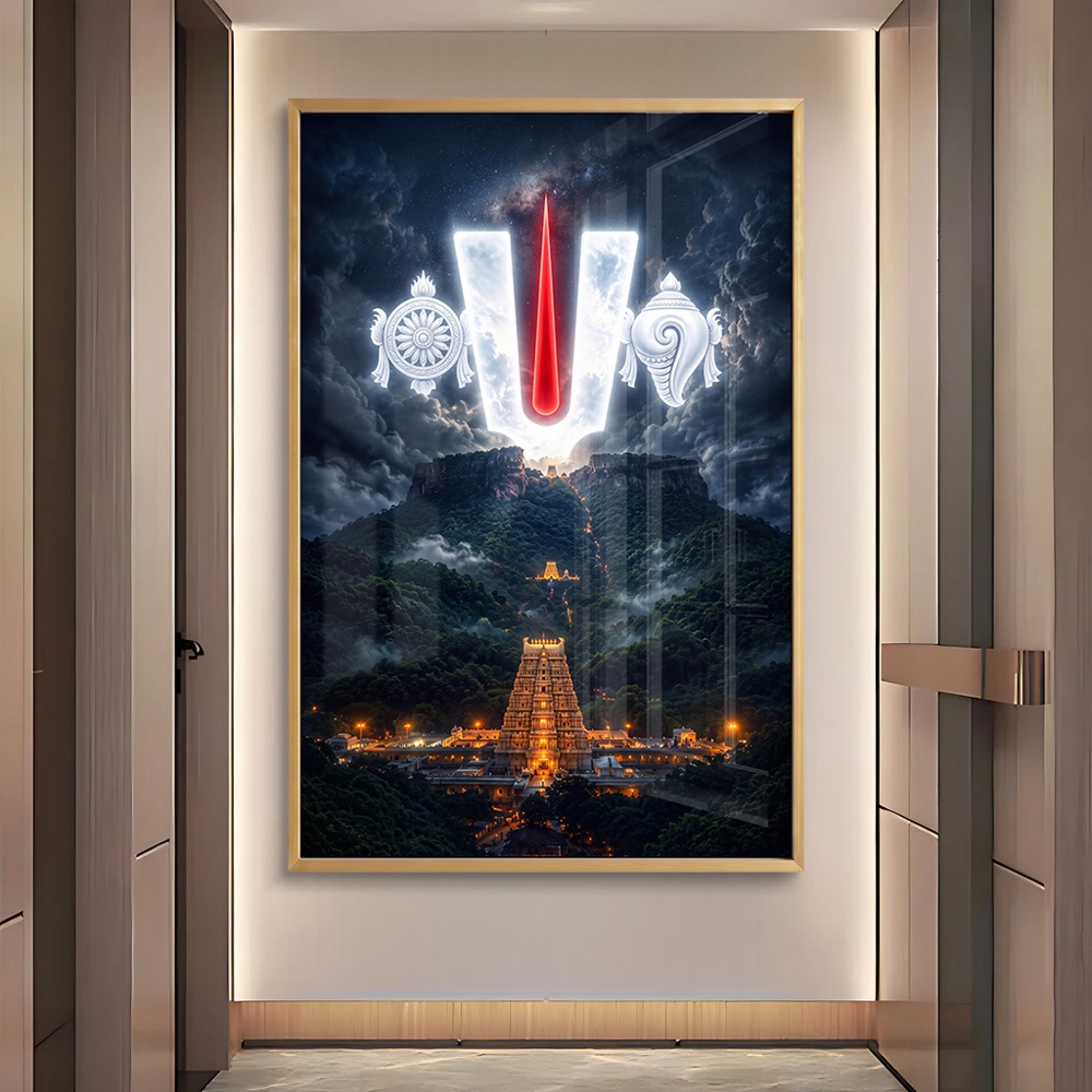 Glowing Cosmic Namam Over Tirumala Temple Art