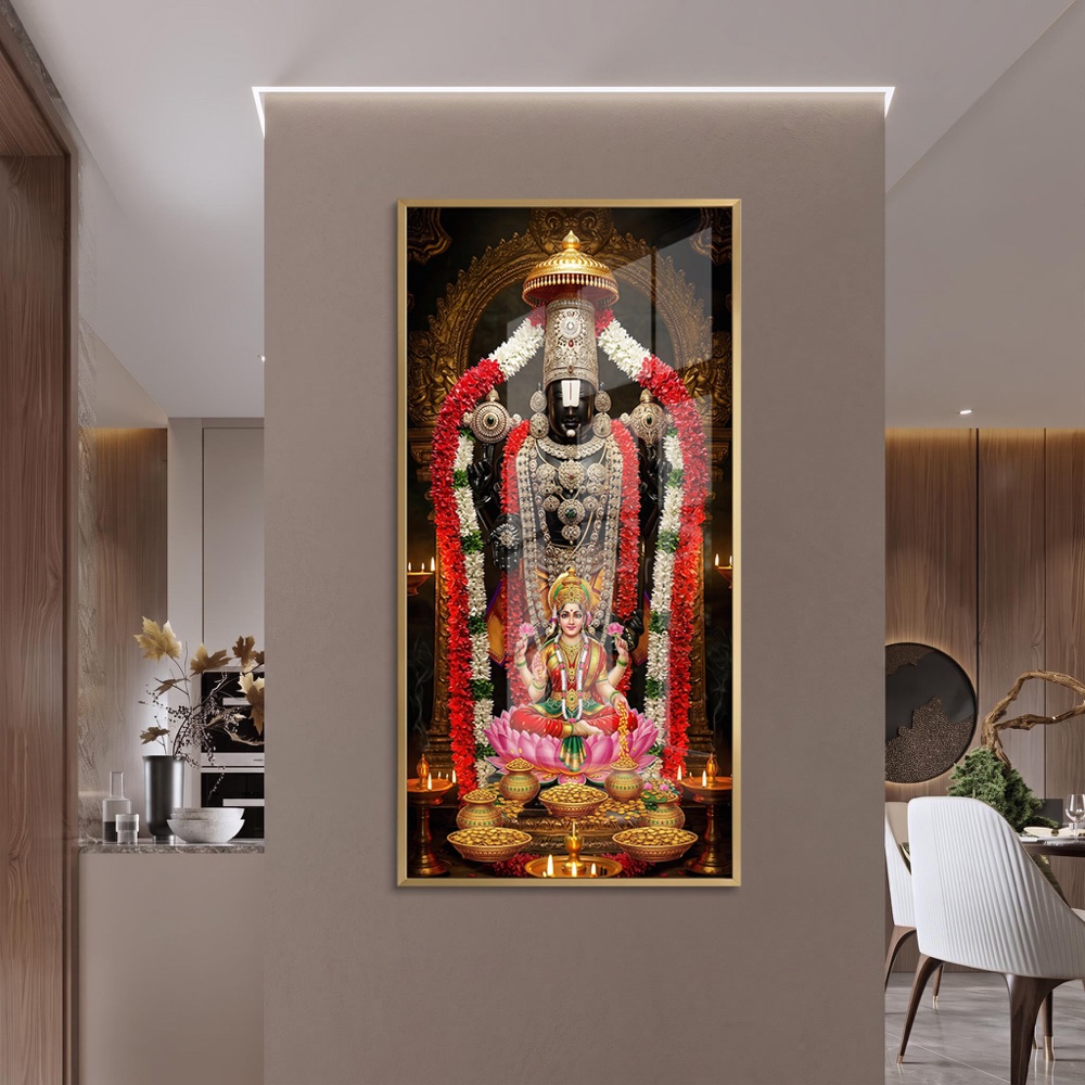 Red Garland Tirupati Balaji With Goddess Lakshmi