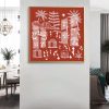 Rustic Red Indian Village Life Warli Painting