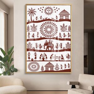 Royal Elephant Procession Tribal Folk Painting