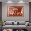 Traditional Indian Hut Peacock Warli Wall Decor