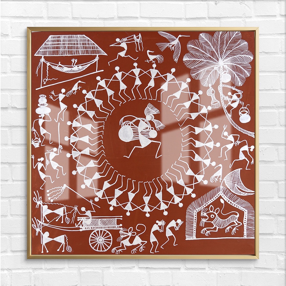 Terracotta Tarpa Musician Community Dance Warli Art - Image 4