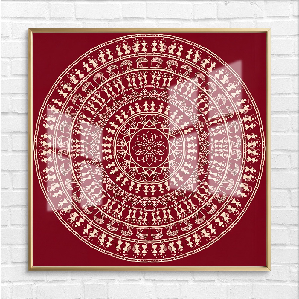 Circular Tribal Mandala Motif Warli Wall Art - Image 4