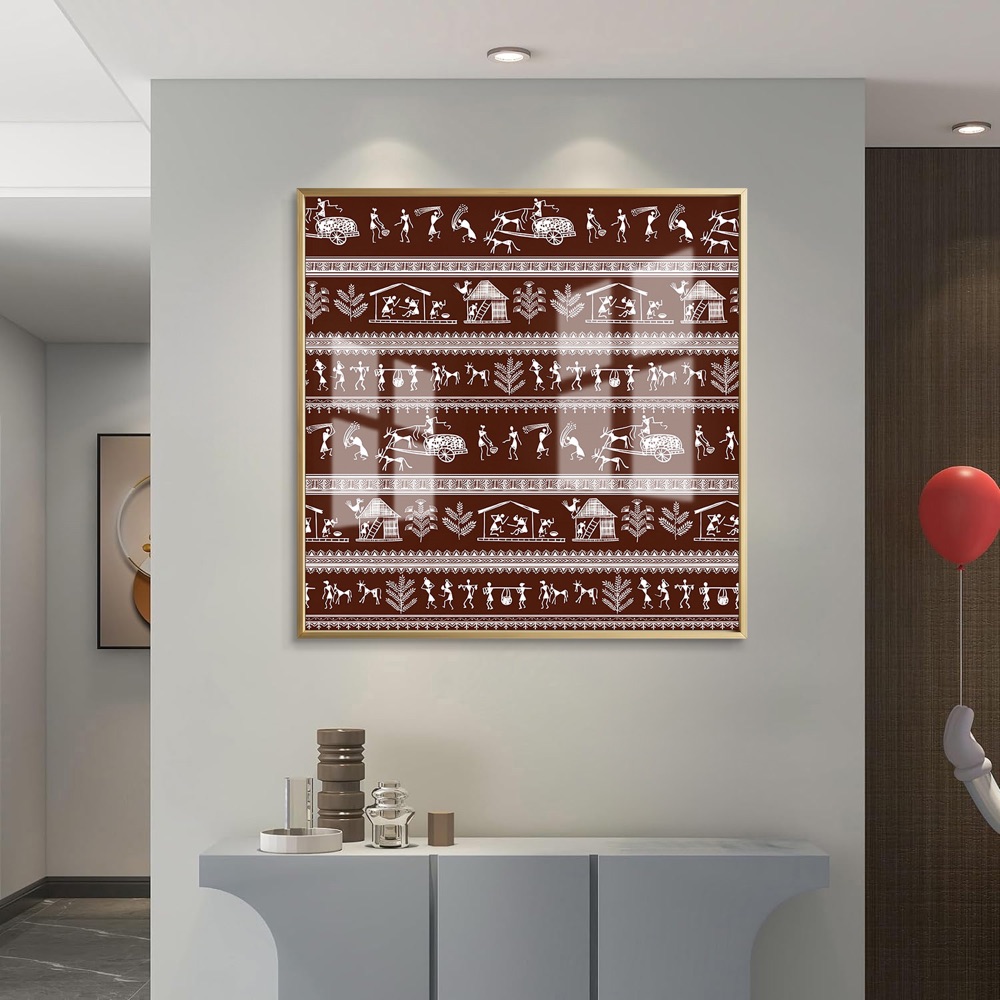 Bullock Cart Village Life Pattern Warli Artwork