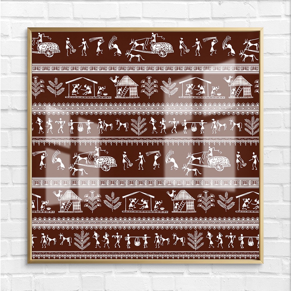 Bullock Cart Village Life Pattern Warli Artwork - Image 4