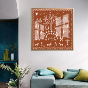 Rural Livestock Pastoral Gathering Warli Wall Decor
