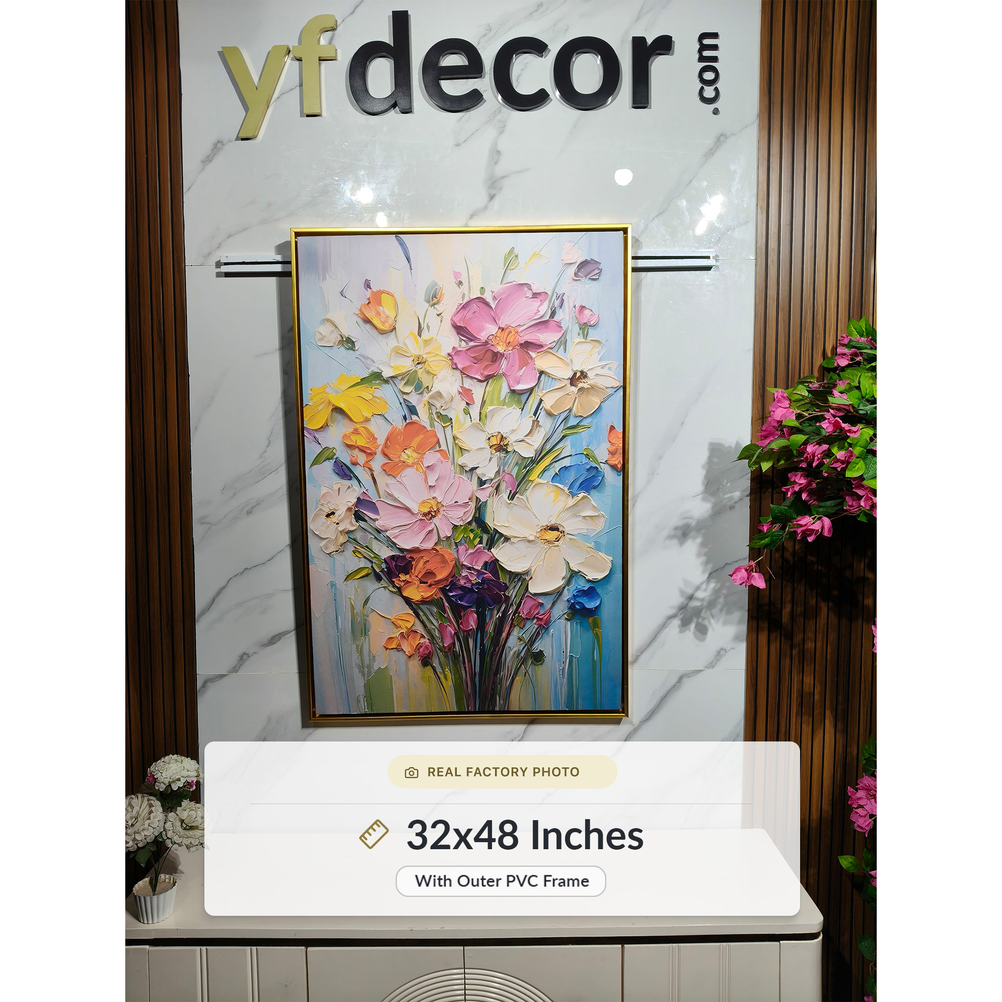 Vibrant Spring Floral Impasto Bouquet Painting - Image 3