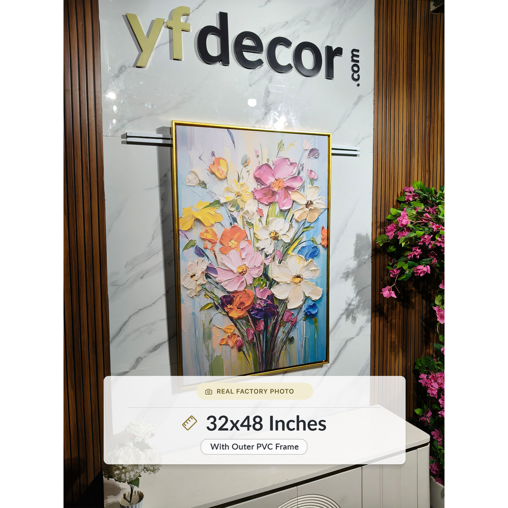 Vibrant Spring Floral Impasto Bouquet Painting - Image 5