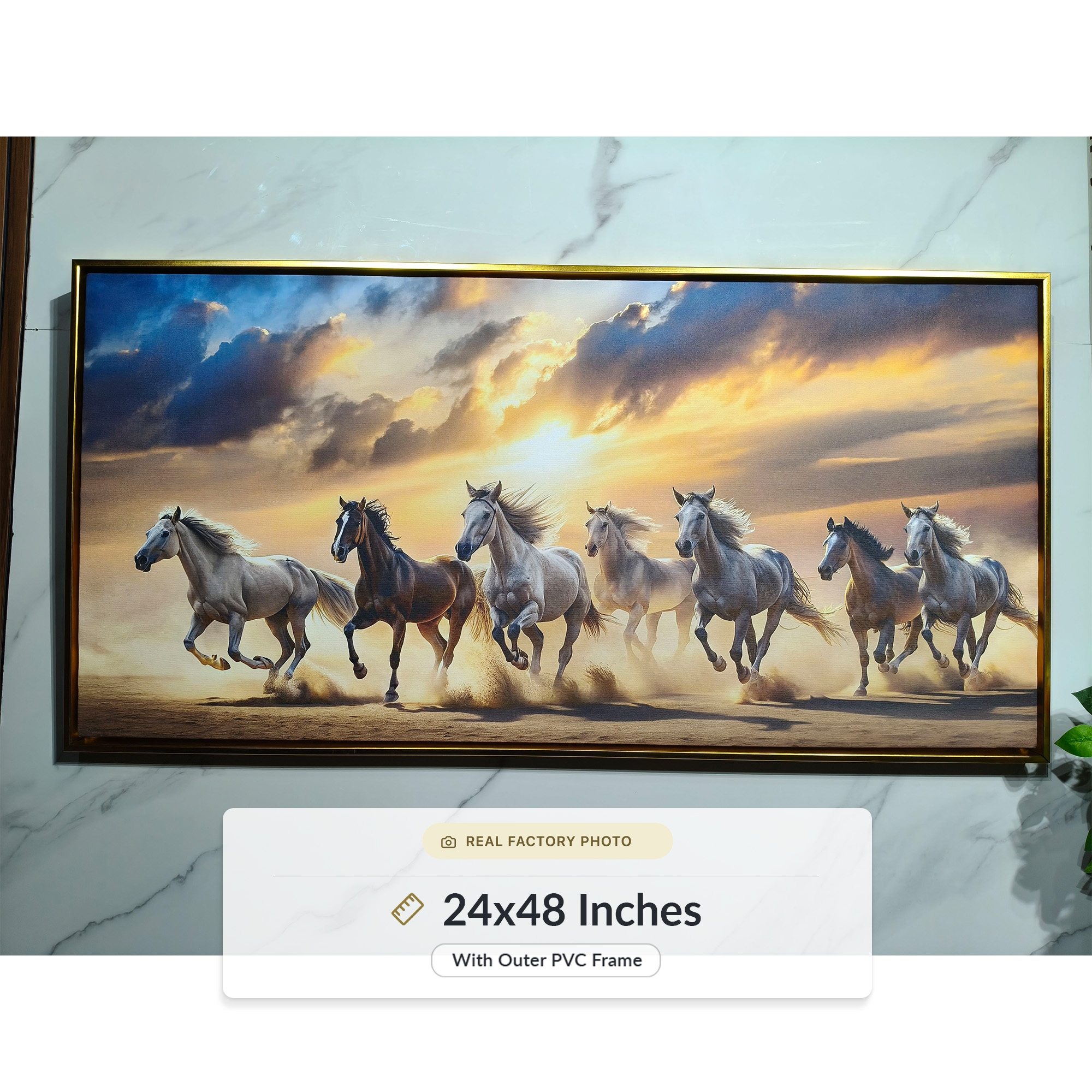 Storms End 7 Horses Vastu Canvas Painting - Image 7