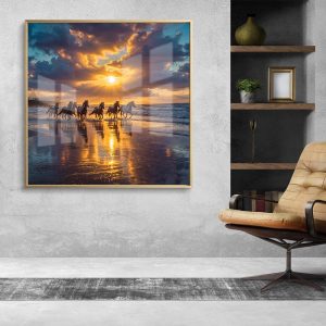 Sunrise Beach Gallop 7 Horse Painting