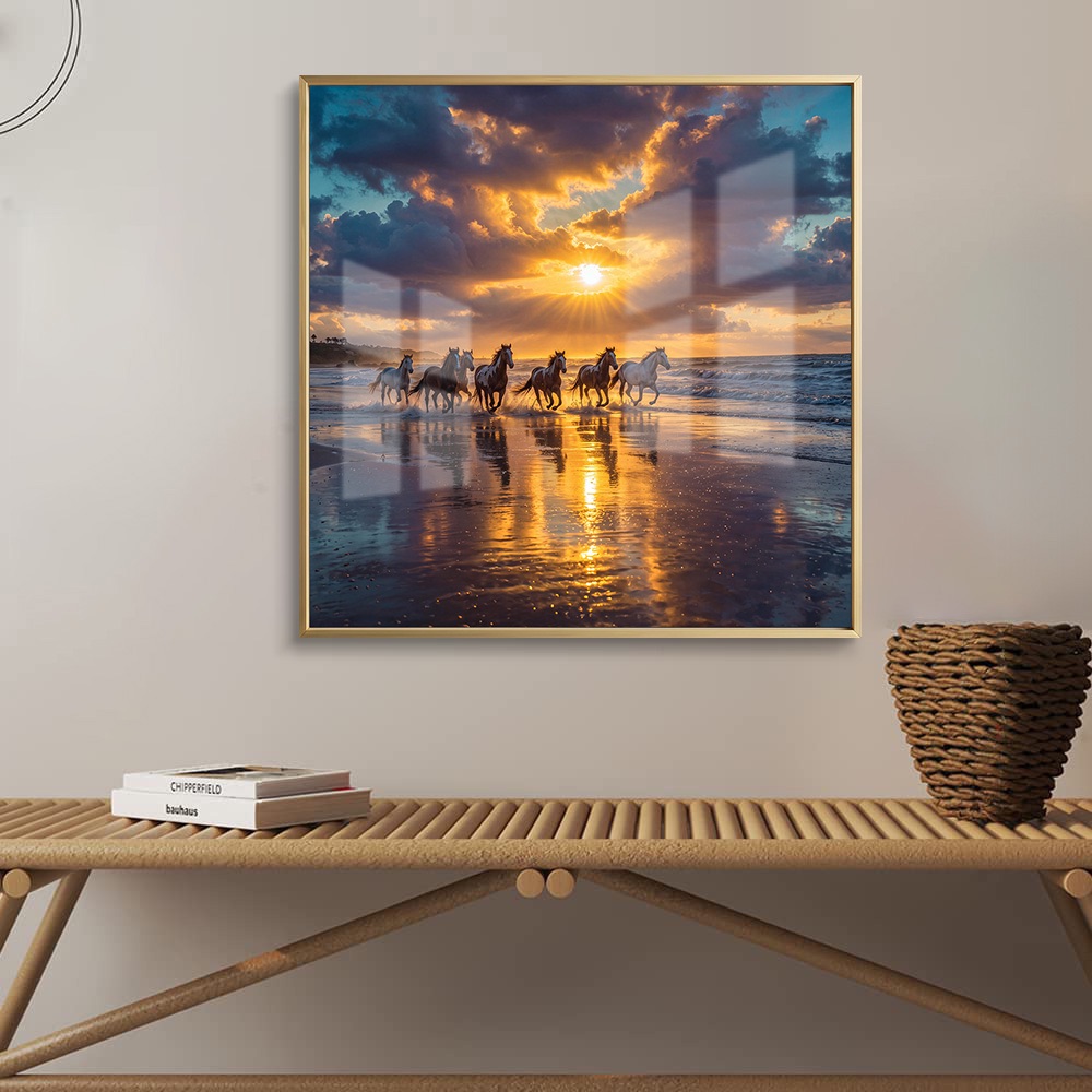 Sunrise Beach Gallop 7 Horse Painting - Image 2