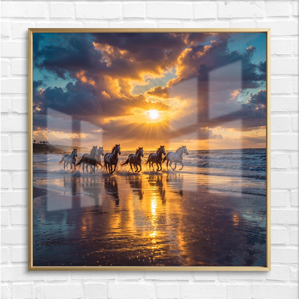 Sunrise Beach Gallop 7 Horse Painting - Image 4