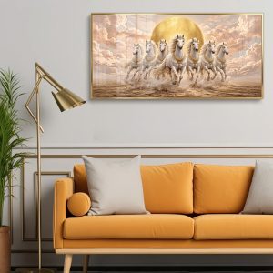 Vastu Seven Horse Golden Sunrise Painting