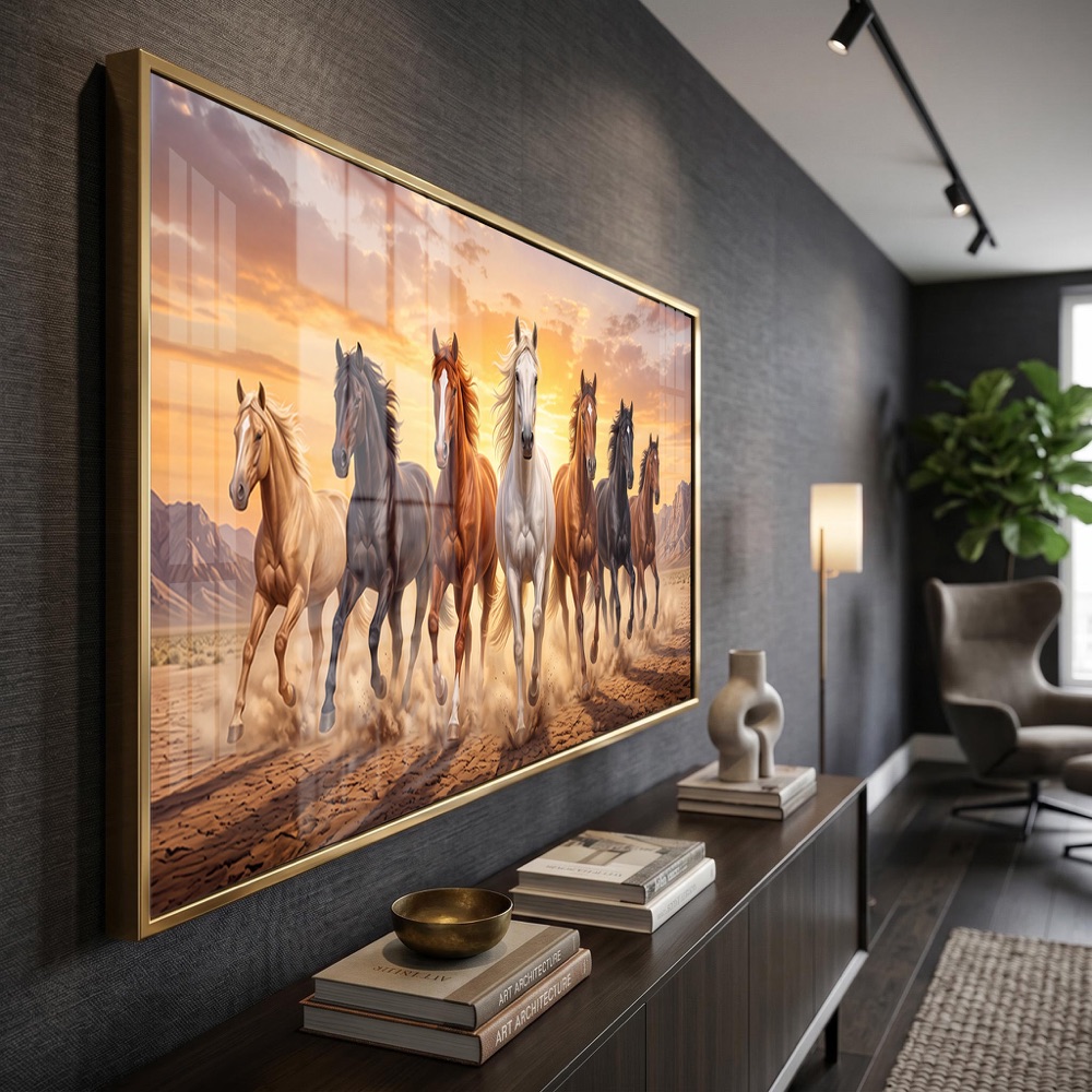 Desert Dust Storm 7 Horse Painting - Image 3