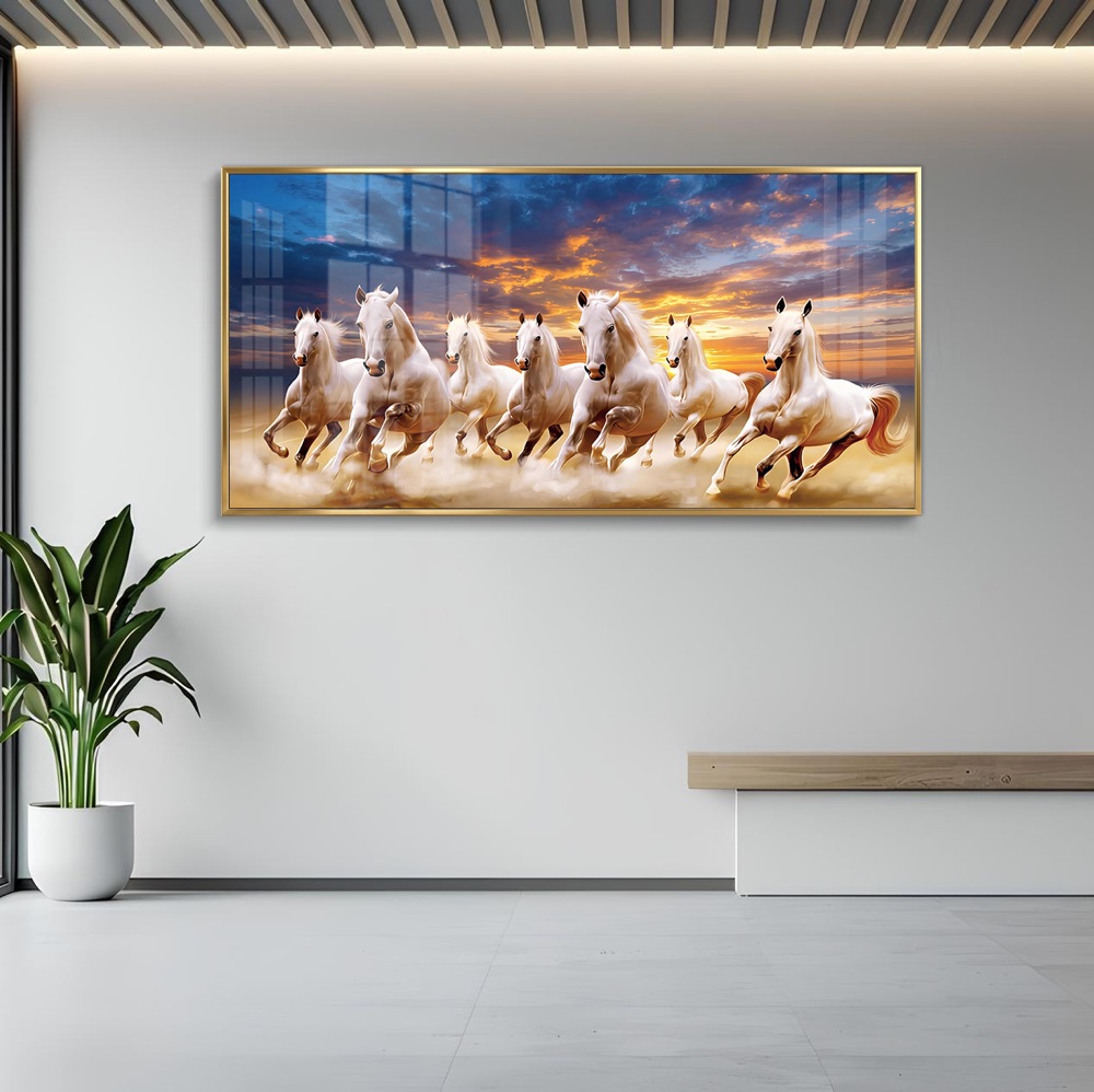 Golden Dust Storm 7 Horse Painting - Image 2