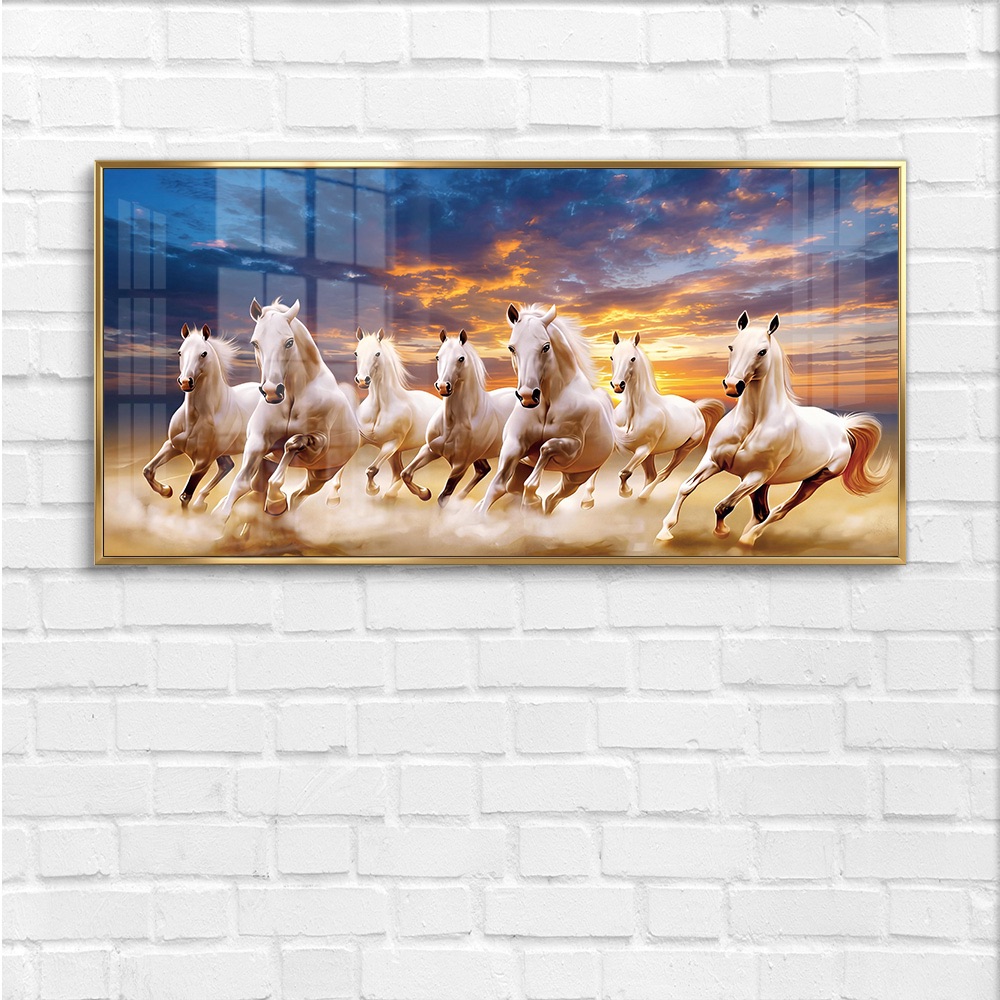 Golden Dust Storm 7 Horse Painting - Image 4