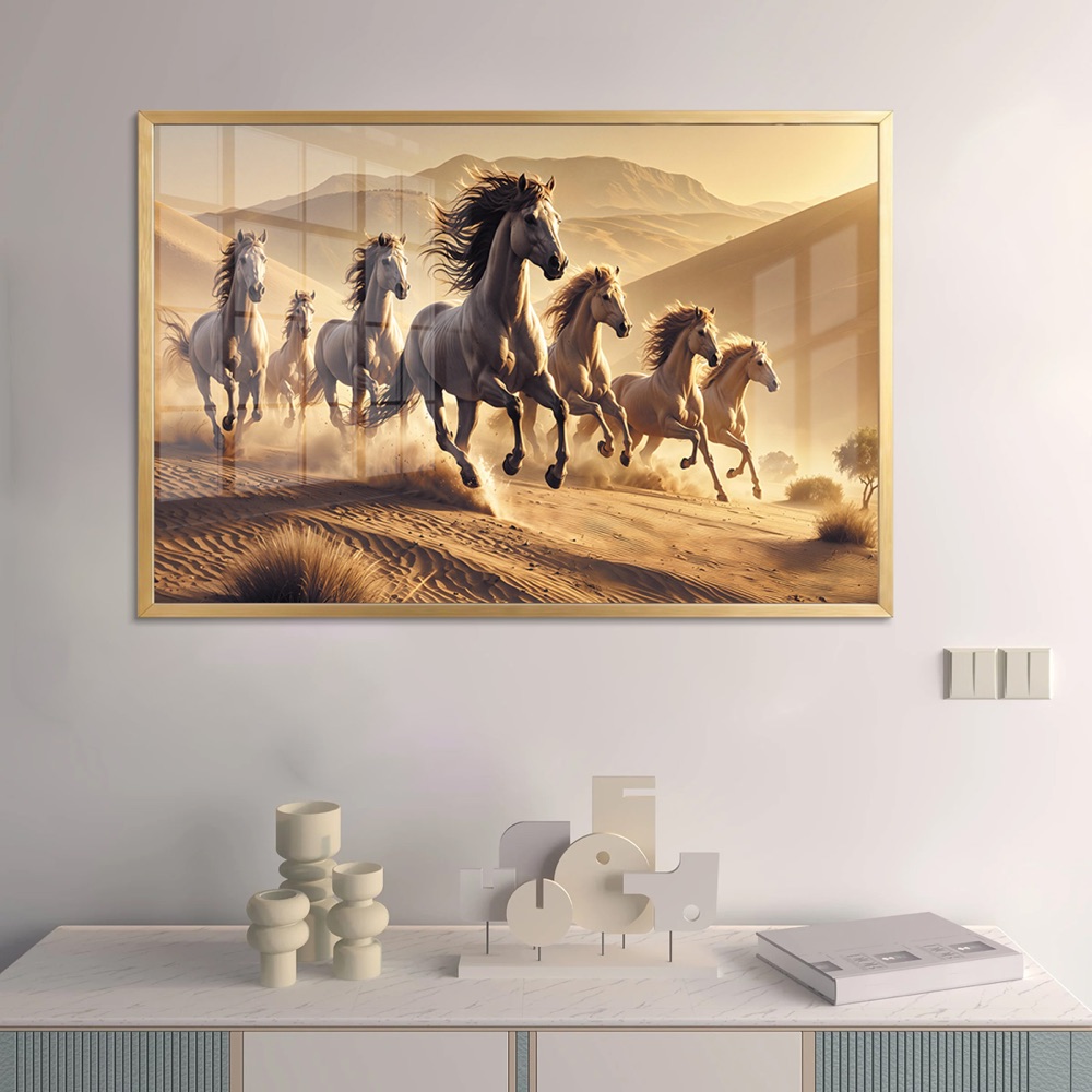 Palm Sunrise 7 Horse Vastu Painting