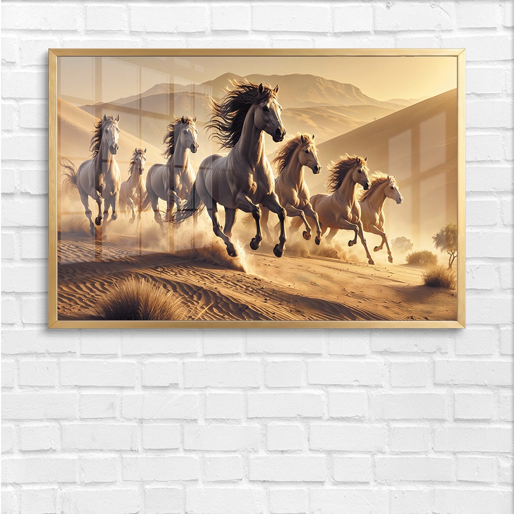 Palm Sunrise 7 Horse Vastu Painting - Image 4