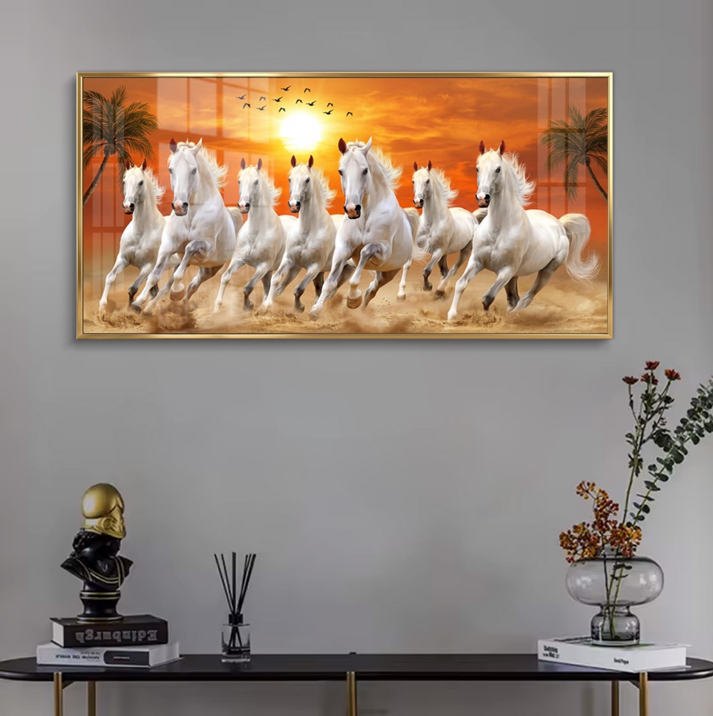 Snow Mountains Horses Running Painting