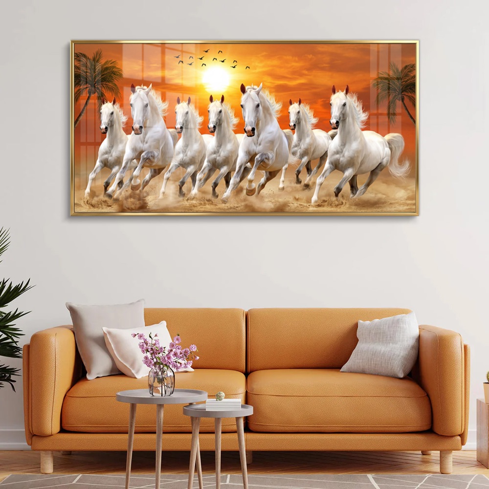 Snow Mountains Horses Running Painting - Image 2