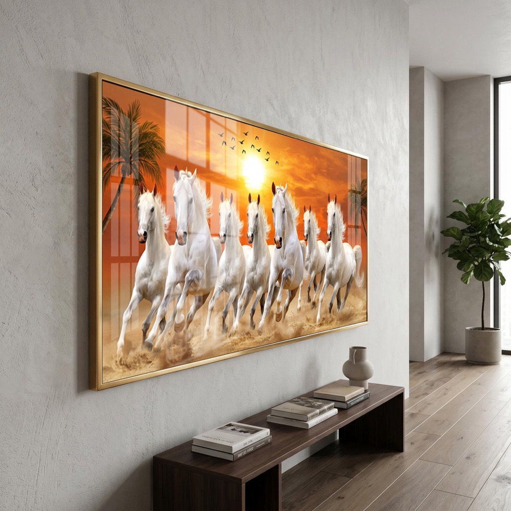 Snow Mountains Horses Running Painting - Image 3