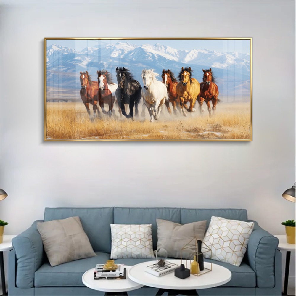 Vintage Sunset Seven Horse Hill Painting - Image 2