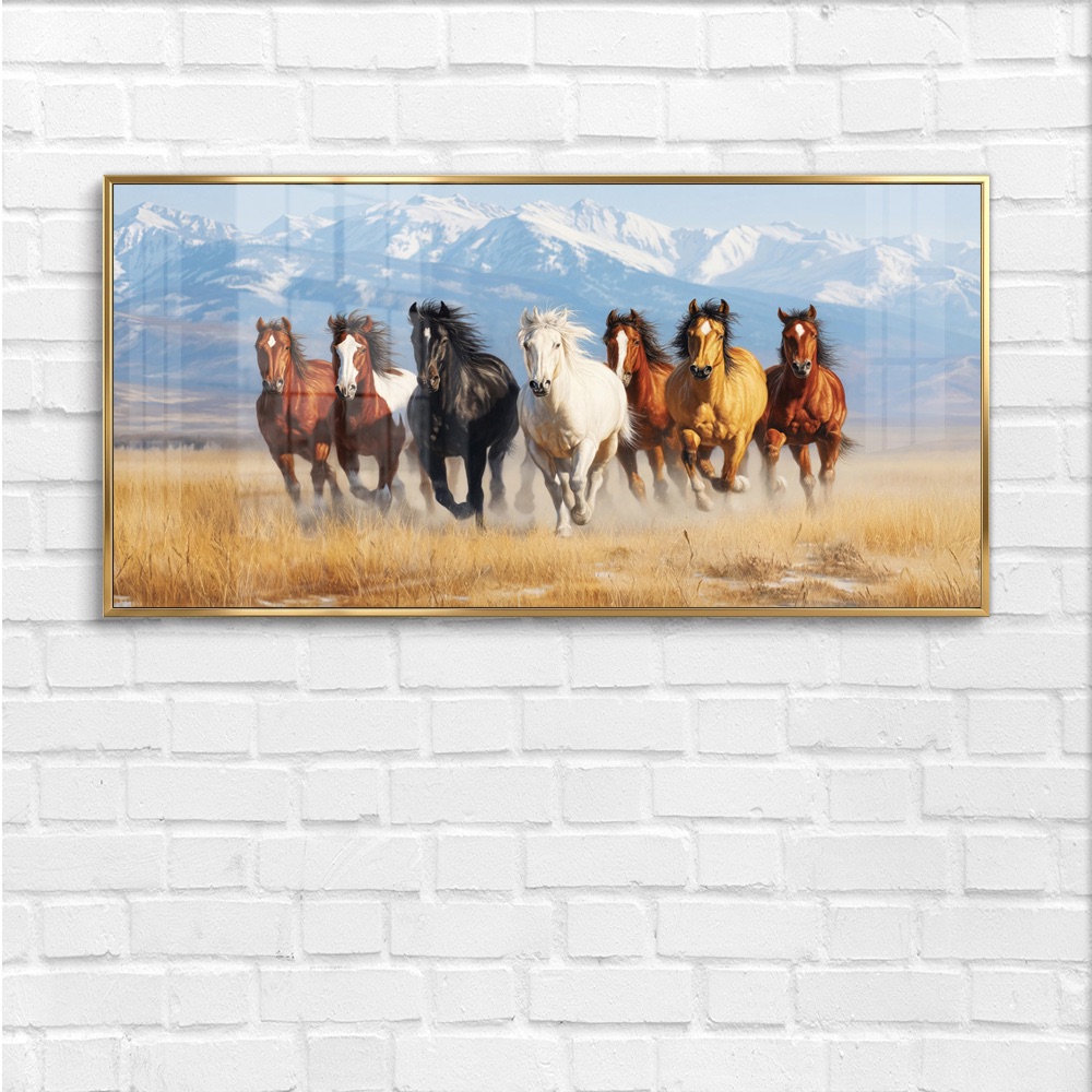 Vintage Sunset Seven Horse Hill Painting - Image 4